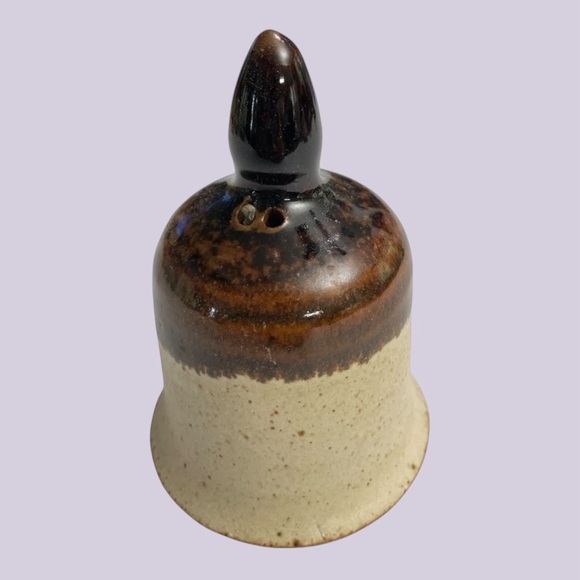 Handcrafted Ceramic Stoneware Bell Brown Cream Glazed Pottery Decor - Picture 4 of 8